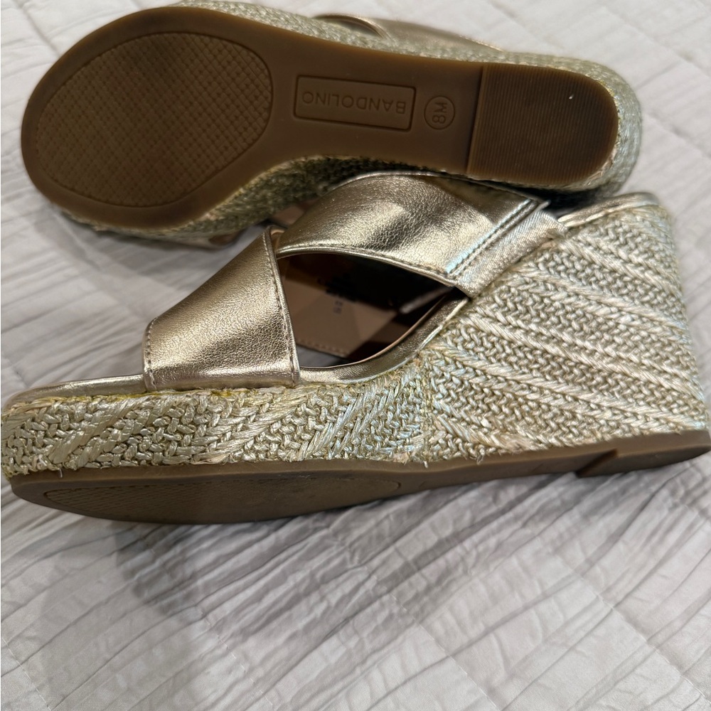 Bandolino Metallic Gold Wedge Sandals